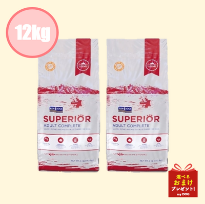 フィッシュ4　ドッグ　スーペリア　アダルト　12kg　【6kg×2】　【ティドラ15gおまけ付き】