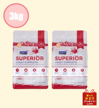 フィッシュ4　ドッグ　スーペリア　アダルト　3kg【1.5kg×2】　【ティドラ15gおまけ付き】