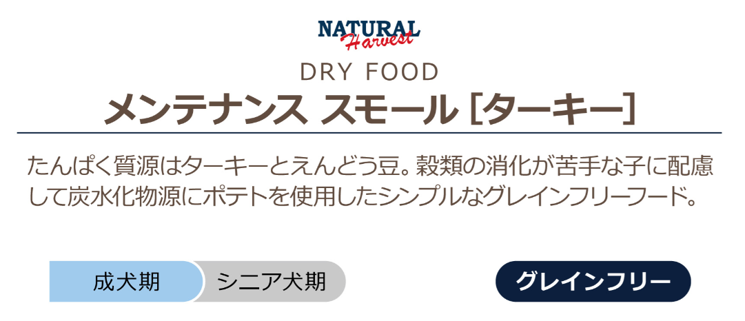 ナチュラルハーベスト　メンテナンススモール　ターキー　1.1kg×6個