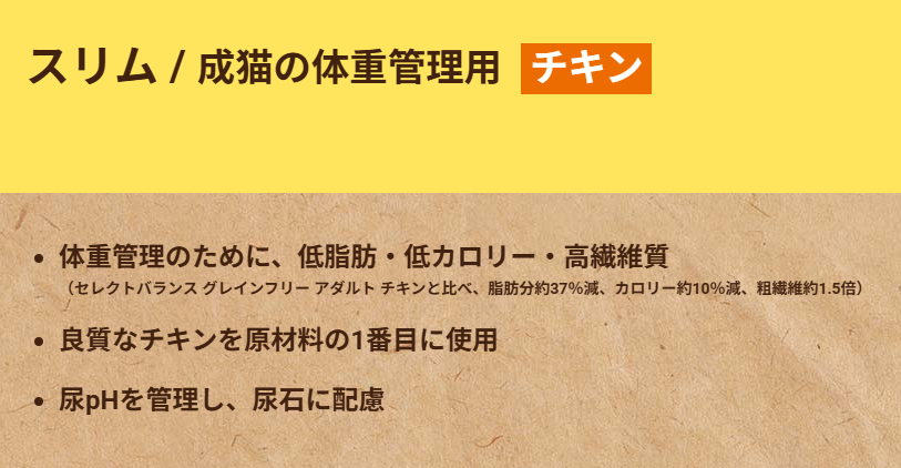 セレクトバランス　グレインフリー　猫　スリム　チキン　400g